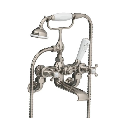 Lefroy Brooks Classic Bateria wannowa ścienna z zestawem prysznicowym Silver Nickel CH1166NK