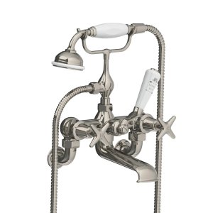 Lefroy Brooks Classic Bateria wannowa ścienna z zestawem prysznicowym Silver Nickel LS1166NK