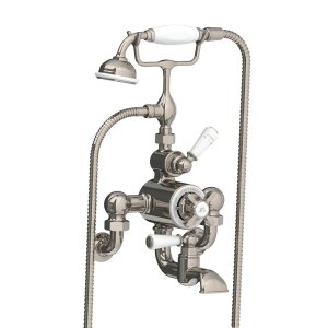 Lefroy Brooks Classic Bateria wannowa termostatyczna 2-otworowa ścienna z zestawem prysznicowym Silver Nickel WM/GD8823NK