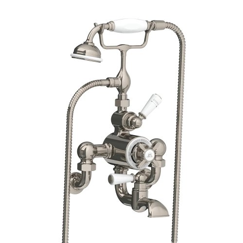 Lefroy Brooks Classic Bateria wannowa termostatyczna 2-otworowa ścienna z zestawem prysznicowym Silver Nickel WM/GD8823NK