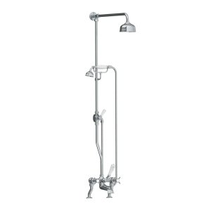 Lefroy Brooks Classic Bateria wannowa 2-otworowa z deszczownicą Ø 129 mm oraz z zestawem prysznicowym Chrom LB1700CP