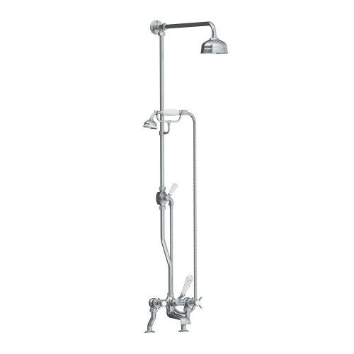 Lefroy Brooks Classic Bateria wannowa 2-otworowa z deszczownicą Ø 129 mm oraz z zestawem prysznicowym Chrom LB1700CP