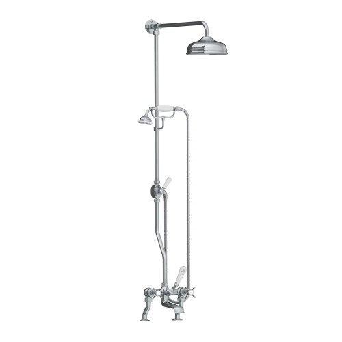 Lefroy Brooks Classic Bateria wannowa 2-otworowa z deszczownicą Ø 200 mm oraz z zestawem prysznicowym Chrom LB1701CP