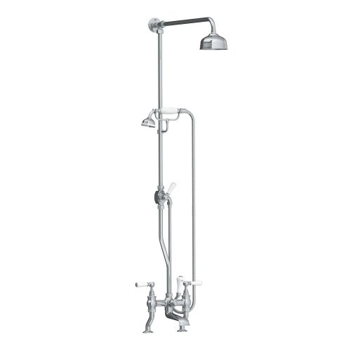 Lefroy Brooks Classic Bateria wannowa 2-otworowa z deszczownicą Ø 200 mm oraz z zestawem prysznicowym Chrom WL1701CP