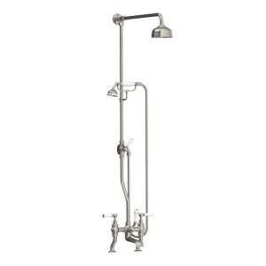 Lefroy Brooks Classic Bateria wannowa 2-otworowa z deszczownicą Ø 129 mm oraz z zestawem prysznicowym Silver Nickel WL1700NK