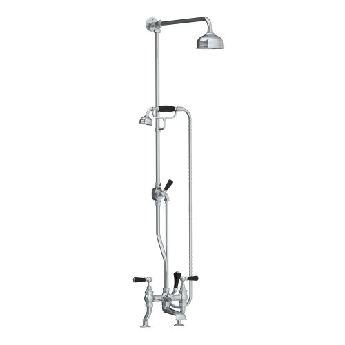 Lefroy Brooks Classic Bateria wannowa 2-otworowa z deszczownicą Ø 129 mm oraz z zestawem prysznicowym Chrom BL1700CP