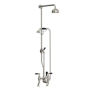 Lefroy Brooks Classic Bateria wannowa 2-otworowa z deszczownicą Ø 129 mm oraz z zestawem prysznicowym Silver Nickel BL1700NK