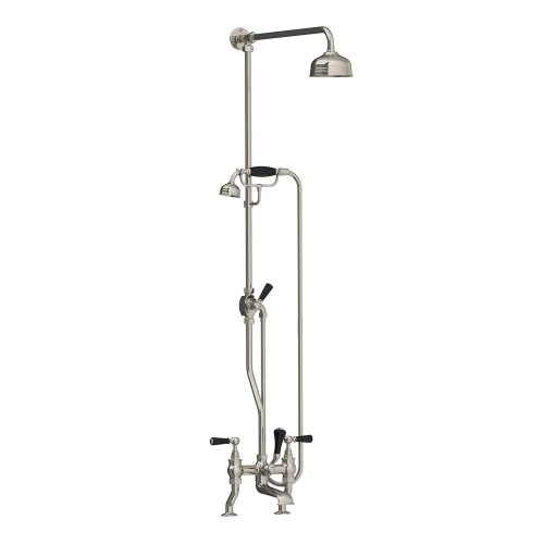 Lefroy Brooks Classic Bateria wannowa 2-otworowa z deszczownicą Ø 200 mm oraz z zestawem prysznicowym Silver Nickel BL1701NK