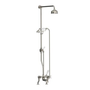 Lefroy Brooks Classic Bateria wannowa 2-otworowa z deszczownicą Ø 129 mm oraz z zestawem prysznicowym Silver Nickel CH1700NK