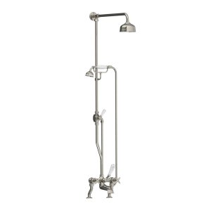 Lefroy Brooks Classic Bateria wannowa 2-otworowa z deszczownicą Ø 200 mm oraz z zestawem prysznicowym Silver Nickel LS1701NK