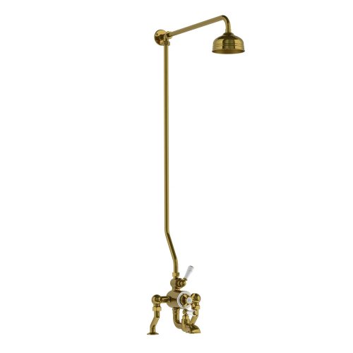 Lefroy Brooks Classic Bateria wannowa 2-otworowa z deszczownicą Ø 129 mm Antique Gold DMGD8821AG