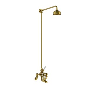 Lefroy Brooks Classic Bateria wannowa termostatyczna 2-otworowa ścienna z deszczownicą Ø 129 mm Polished Brass WMGD8821PB