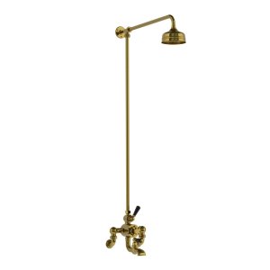 Lefroy Brooks Classic Bateria wannowa termostatyczna 2-otworowa ścienna z deszczownicą Ø 200 mm Antique Gold WMBL8822AG