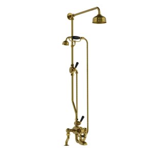 Lefroy Brooks Classic Bateria wannowa termostatyczna 2-otworowa z deszczownicą Ø 200 mm i zestawem prysznicowym Antique Gold DMBL8825AG