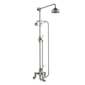Lefroy Brooks Classic Bateria wannowa termostatyczna 2-otworowa ścienna z deszczownicą Ø 200 mm i zestawem prysznicowym Silver Nickel WMGD8825NK