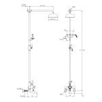 Lefroy Brooks Classic Bateria wannowa termostatyczna 2-otworowa ścienna z deszczownicą Ø 200 mm i zestawem prysznicowym Silver Nickel WMGD8825NK