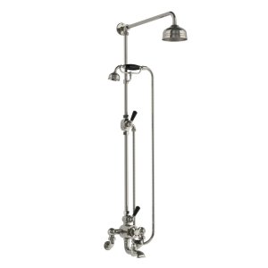 Lefroy Brooks Classic Bateria wannowa termostatyczna 2-otworowa ścienna z deszczownicą Ø 200 mm i zestawem prysznicowym Silver Nickel WMBL8825NK
