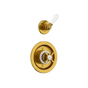 Lefroy Brooks Classic Bateria termostatyczna natryskowa podtynkowa z zaworem ciśnieniowym na jednodrożna Polished Brass GD8801PB
