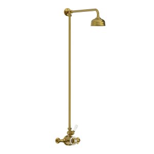 Lefroy Brooks Classic Bateria natryskowa termostatyczna ścienna z deszczownicą Ø 200 mm Antique Gold GD8702AG