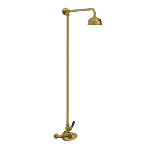 Lefroy Brooks Classic Bateria natryskowa termostatyczna ścienna z deszczownicą Ø 129 mm Antique Gold BL8701AG