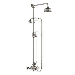 Lefroy Brooks Classic Bateria natryskowa termostatyczna ścienna z deszczownicą Ø 129 mm i zestawem prysznicowym Silver Nickel GD8703NK