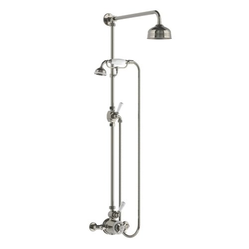 Lefroy Brooks Classic Bateria natryskowa termostatyczna ścienna z deszczownicą Ø 129 mm i zestawem prysznicowym Silver Nickel GD8703NK