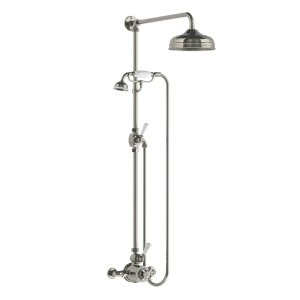 Lefroy Brooks Classic Bateria natryskowa termostatyczna ścienna z deszczownicą Ø 200 mm i zestawem prysznicowym Silver Nickel GD8704NK