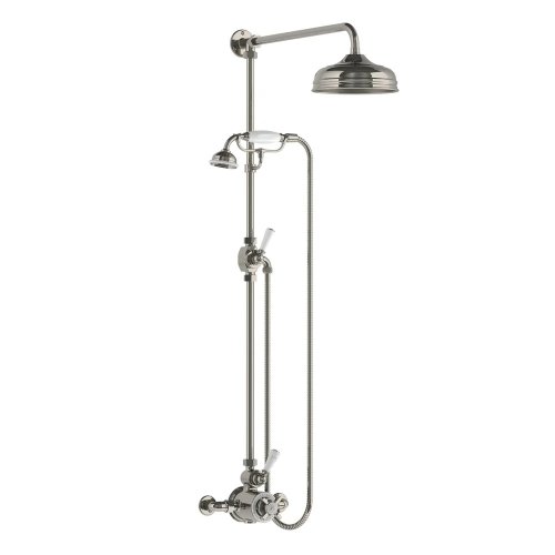 Lefroy Brooks Classic Bateria natryskowa termostatyczna ścienna z deszczownicą Ø 200 mm i zestawem prysznicowym Silver Nickel GD8704NK