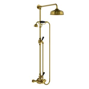 Lefroy Brooks Classic Bateria natryskowa termostatyczna ścienna z deszczownicą Ø 200 mm i zestawem prysznicowym Polished Brass BL8704PB