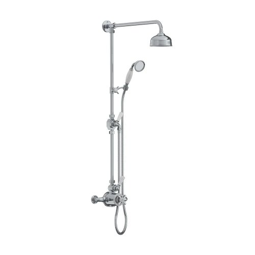 Lefroy Brooks Classic Bateria natryskowa termostatyczna ścienna z deszczownicą Ø 129 mm i zestawem prysznicowym Chrom GD8743CP
