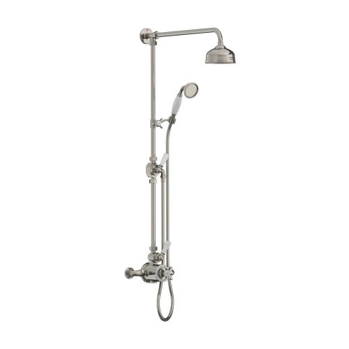 Lefroy Brooks Classic Bateria natryskowa termostatyczna ścienna z deszczownicą Ø 129 mm i zestawem prysznicowym Silver Nickel GD8743NK