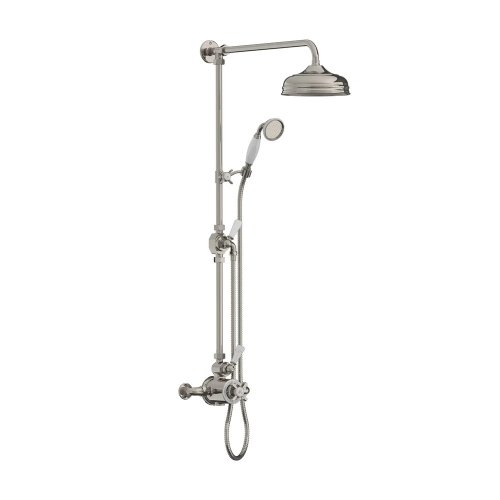 Lefroy Brooks Classic Bateria natryskowa termostatyczna ścienna z deszczownicą Ø 200 mm i zestawem prysznicowym Silver Nickel GD8744NK