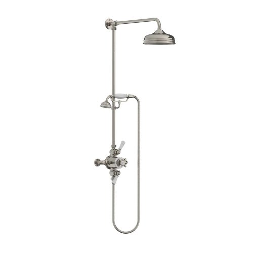 Lefroy Brooks Classic Bateria natryskowa termostatyczna ścienna z deszczownicą Ø 200 mm i zestawem prysznicowym Silver Nickel GD8742NK