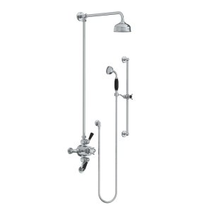 Lefroy Brooks Classic Bateria natryskowa termostatyczna ścienna 2-drożna z deszczownicą Ø 129 mm i zestawem prysznicowym na drążku Chrom BL8748CP