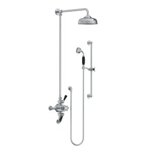 Lefroy Brooks Classic Bateria natryskowa termostatyczna ścienna 2-drożna z deszczownicą Ø 200 mm i zestawem prysznicowym na drążku Chrom BL8749CP