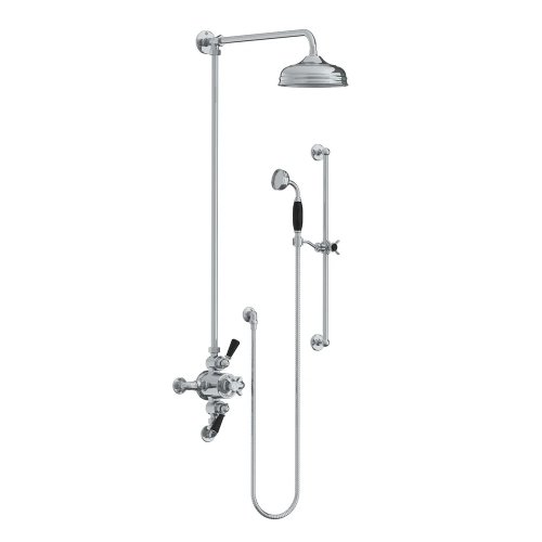 Lefroy Brooks Classic Bateria natryskowa termostatyczna ścienna 2-drożna z deszczownicą Ø 200 mm i zestawem prysznicowym na drążku Chrom BL8749CP