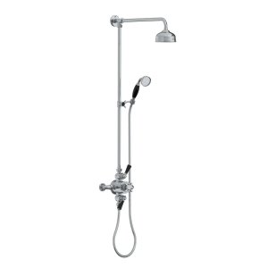 Lefroy Brooks Classic Bateria natryskowa termostatyczna ścienna 2-drożna z deszczownicą Ø 129 mm i zestawem prysznicowym po kolumnie Chrom BL8753CP