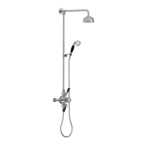 Lefroy Brooks Classic Bateria natryskowa termostatyczna ścienna 2-drożna z deszczownicą Ø 129 mm i zestawem prysznicowym po kolumnie Chrom BL8753CP