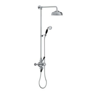 Lefroy Brooks Classic Bateria natryskowa termostatyczna ścienna 2-drożna z deszczownicą Ø 200 mm i zestawem prysznicowym po kolumnie Chrom BL8754CP