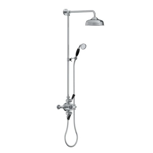 Lefroy Brooks Classic Bateria natryskowa termostatyczna ścienna 2-drożna z deszczownicą Ø 200 mm i zestawem prysznicowym po kolumnie Chrom BL8754CP