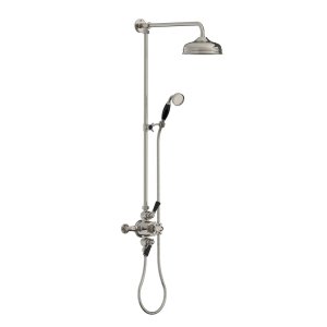 Lefroy Brooks Classic Bateria natryskowa termostatyczna ścienna 2-drożna z deszczownicą Ø 200 mm i zestawem prysznicowym po kolumnie Silver Nickel BL8754NK