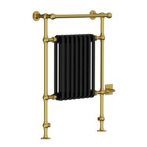 Lefroy Brooks Classic Grzejnik łazienkowy wodno-elektryczny 593x916 mm stojący Polished Brass BK3202PB-DF