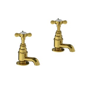 Lefroy Brooks Classic Krany umywalkowe stojące z krótką wylewką - zestaw Polished Brass LB1135PB