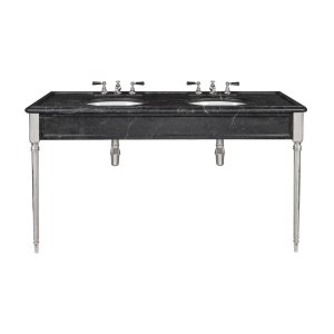 Lefroy Brooks Classic Podwójna konsola z czarnego marmuru z dwoma umywalkami Chrom LB6434BK-CP