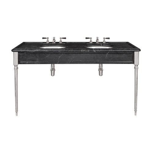 Lefroy Brooks Classic Podwójna konsola z czarnego marmuru z dwoma umywalkami Chrom LB6434BK-CP