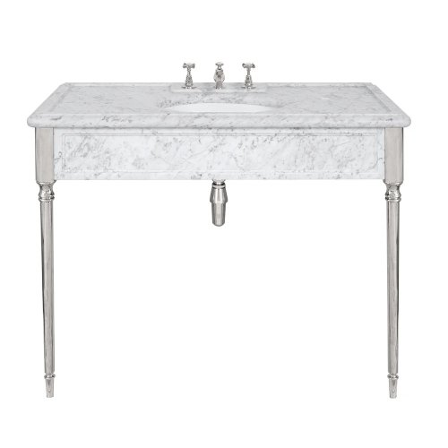 Lefroy Brooks Classic Umywalka z konsola z białego marmuru Silver Nickel LB6334WH-NK