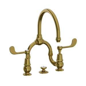 Lefroy Brooks La Chapelle Bateria umywalkowa 2-otworowa z korkiem automatycznym Antique Gold FL9000AG