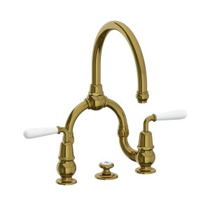 Lefroy Brooks La Chapelle Bateria umywalkowa 2-otworowa z korkiem automatycznym Antique Gold FW9000AG