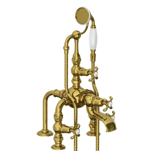 Lefroy Brooks La Chapelle Bateria wannowa 3-otworowa z zestawem prysznicowym Polished Brass FH1140PB