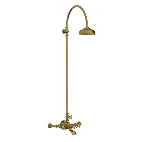 Lefroy Brooks La Chapelle Bateria wannowo-natryskowa ścienna z deszczownicą Ø 200 mm Antique Gold FH1156AG